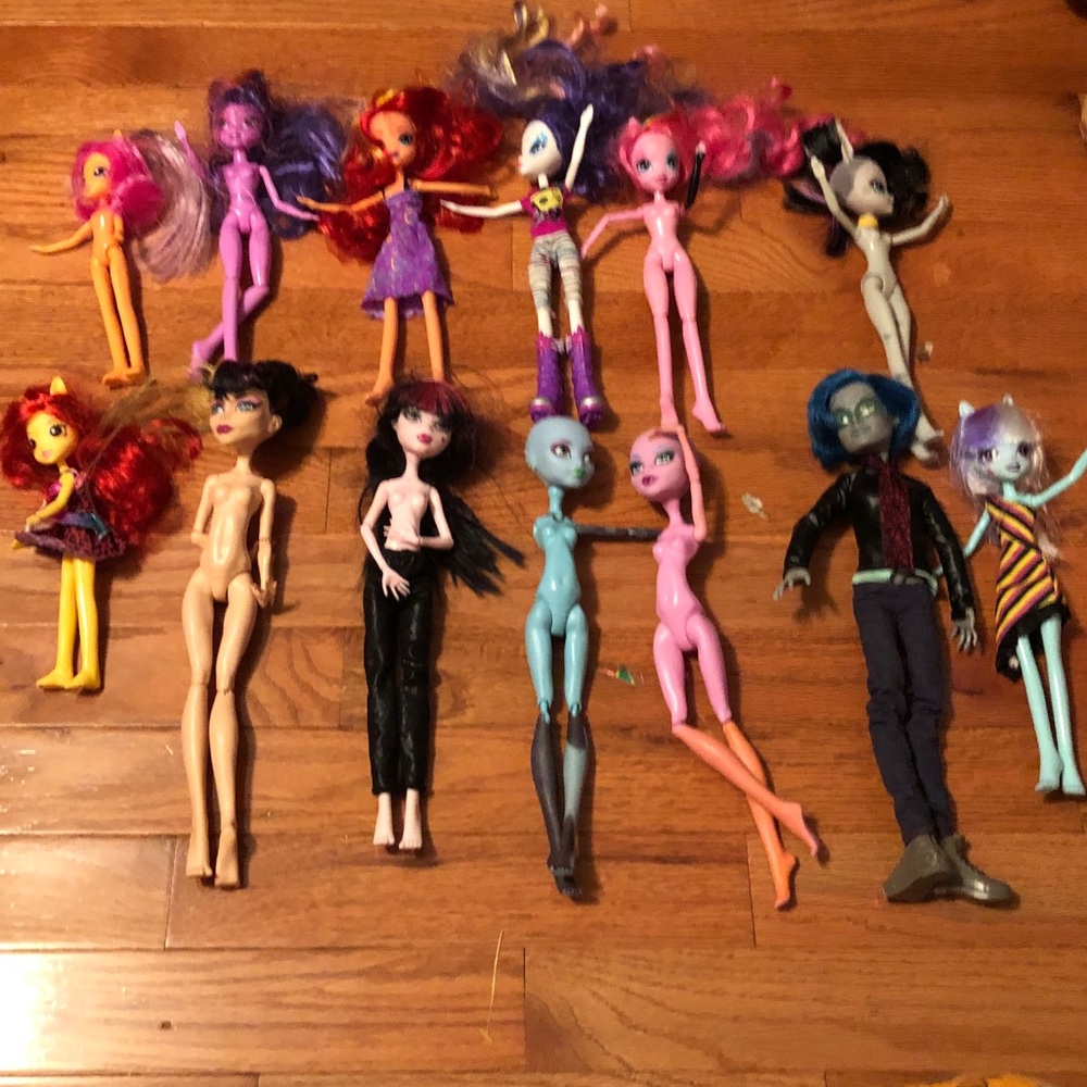 Monster High and my little pony dolls